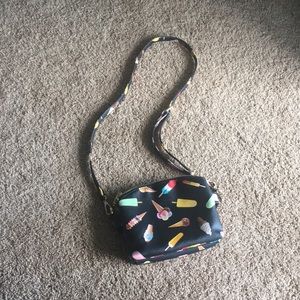 Black ice cream cross body purse